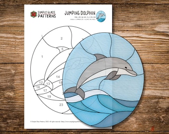 Buntglas-Vorlage: Springender Delfin • Einfache Strand-Sonnenfänger-Designs für Anfänger (Digitaler Download)