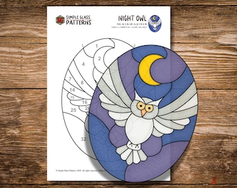 Nacht-Eulen-Glasmalerei-Vorlage • Einfache Sonnenfänger-Designs für Anfänger • Cricut-kompatibel (Digitaler Download)