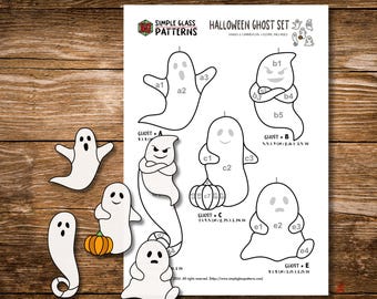 Halloween-Geister-Glasmalerei-Muster • Set mit 5 Geister-Sonnenfänger-Motiven • Digitaler Download
