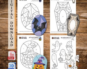 Halloween-Buntglas-Musterpaket • Sonnenfänger-Projekte • Digitaler Download