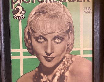 Original 1932 Carole Lombard Picturegoer Magazine Cover -- Framed Hollywood Movie Star Art