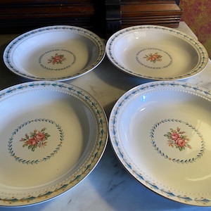 Vintage Harmony House Mount Vernon Bowls -- Set of 4 Hall China Floral Soup Bowls