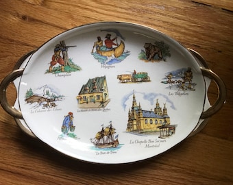 Vintage Souvenir Royal Winton Plates -- Two Ceramic Collector Plates -- Gift for Canada Natives