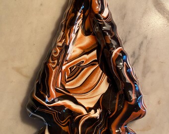 Nemadji Swirl Arrowhead Ashtray -- 1992 Poconos Souvenir -- Woodscraft Enterprises