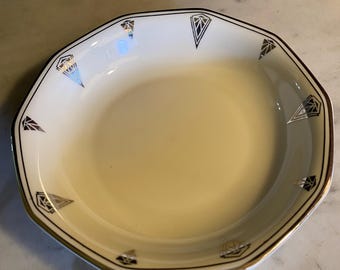 Community China Deauville Trinket Dish -- Bavaria Germany Art Deco Candy Dish -- Silver Geometric Octagonal Bowl Jewelry Catchall
