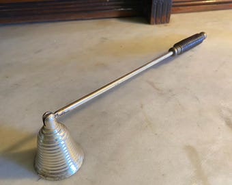 Vintage Brass Candle Snuffer -- Turned Wood Handle -- Colonial Revival Accessory