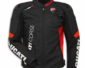 Jaqueta de couro para motociclismo masculina Ducati Racing Gear Ducati Corse C6