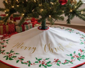 Gonna per albero di Natale – Accessorio natalizio ricamato per decorazioni natalizie