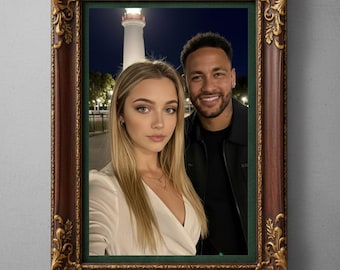 Benutzerdefinierte Promi-Fotobearbeitung realistisches Zusammengesetztes | Personalisierte Treffen & Grüßen Stil Digitales Foto.