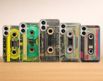 Funda de casete retro, funda de regalo vintage para iPhone 17 Pro Max, 16e, 15, 14, 12 y Samsung S25 Ultra, S24 FE, A56, Pixel 10 XL, 9a, 8