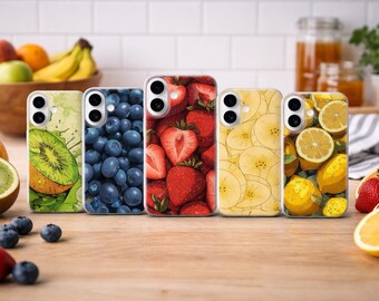 Fruit Phone Case, Fresh Berry Citrus Gift Cover for iPhone 17 Pro Max, 16e, 15, 14, 12 & Samsung S25 Ultra, S24 FE, A56, Pixel 10 XL, 9a, 8