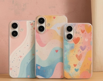Abstract Phone Case, Pastel Art Gift Cover for iPhone 17 Pro Max, 16e, 15, 14, 12 & Samsung S25 Ultra, S24 FE, A56, Pixel 10 XL, 9a, 8