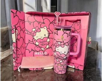 Anpassad Kitty Stanley Cup 40z Tumbler, Present till henne, Limited Edition Tumbler, Bärbar bilmugg