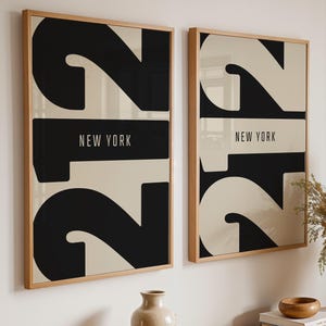New York NY 212 Area Code Print Set, Minimalist Typography Poster