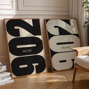Halifax 902 Area Code Print Set of 2, Minimalist Typography Wall Art