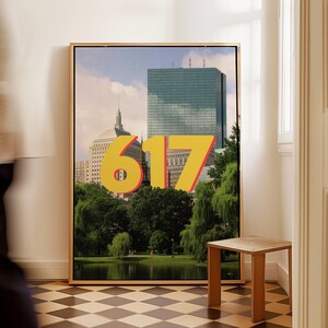 Boston 617 Area Code Poster Photography Print - Bold Retro Typography