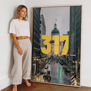 Indianapolis 317 Area Code Poster Photography Print - Bold Retro Typography