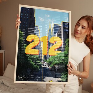 New York 212 Area Code Poster Photography Print - Bold Retro Typography