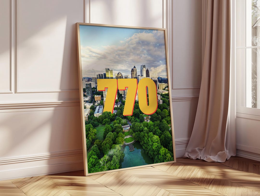 Atlanta 770 Area Code Poster Photography Print - Bold Retro Typography ...