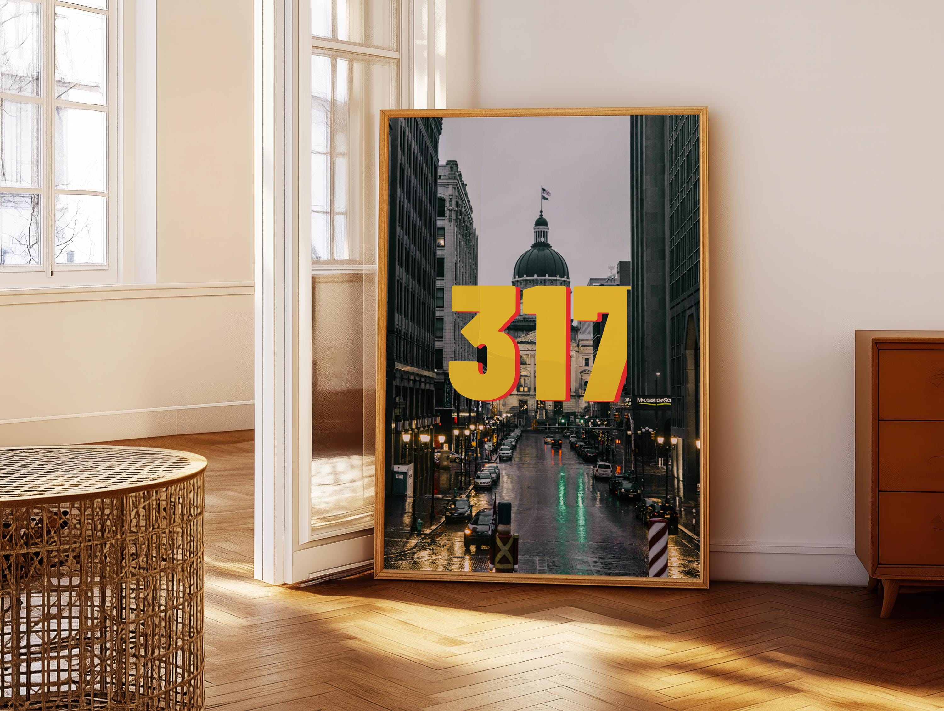 Indianapolis 317 Area Code Poster Photography Print - Bold Retro ...
