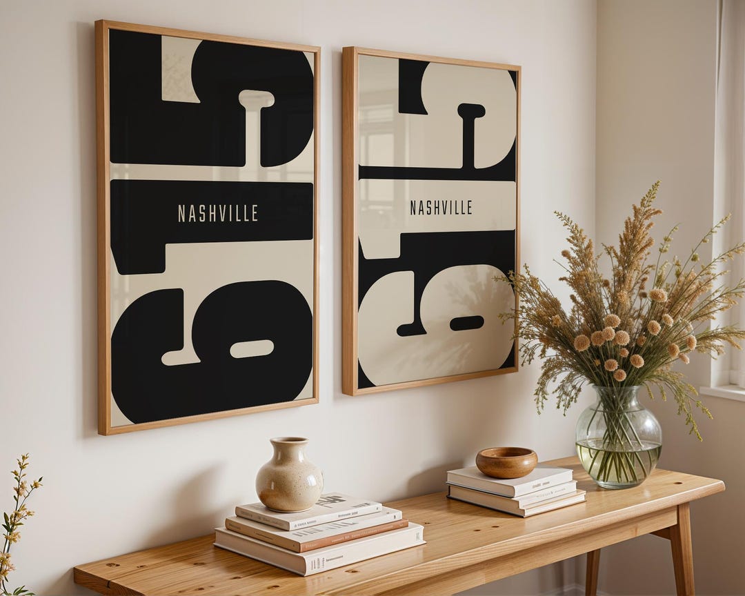 Nashville 615 Area Code Poster Set, Minimalist Typography Art - Etsy