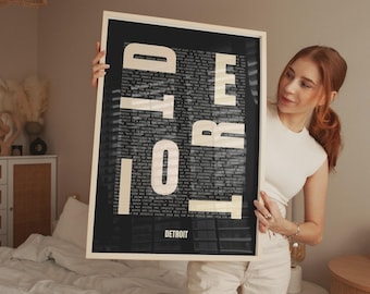 Detroit Modern Poster - Abstract Typography, Minimalist Wall Art