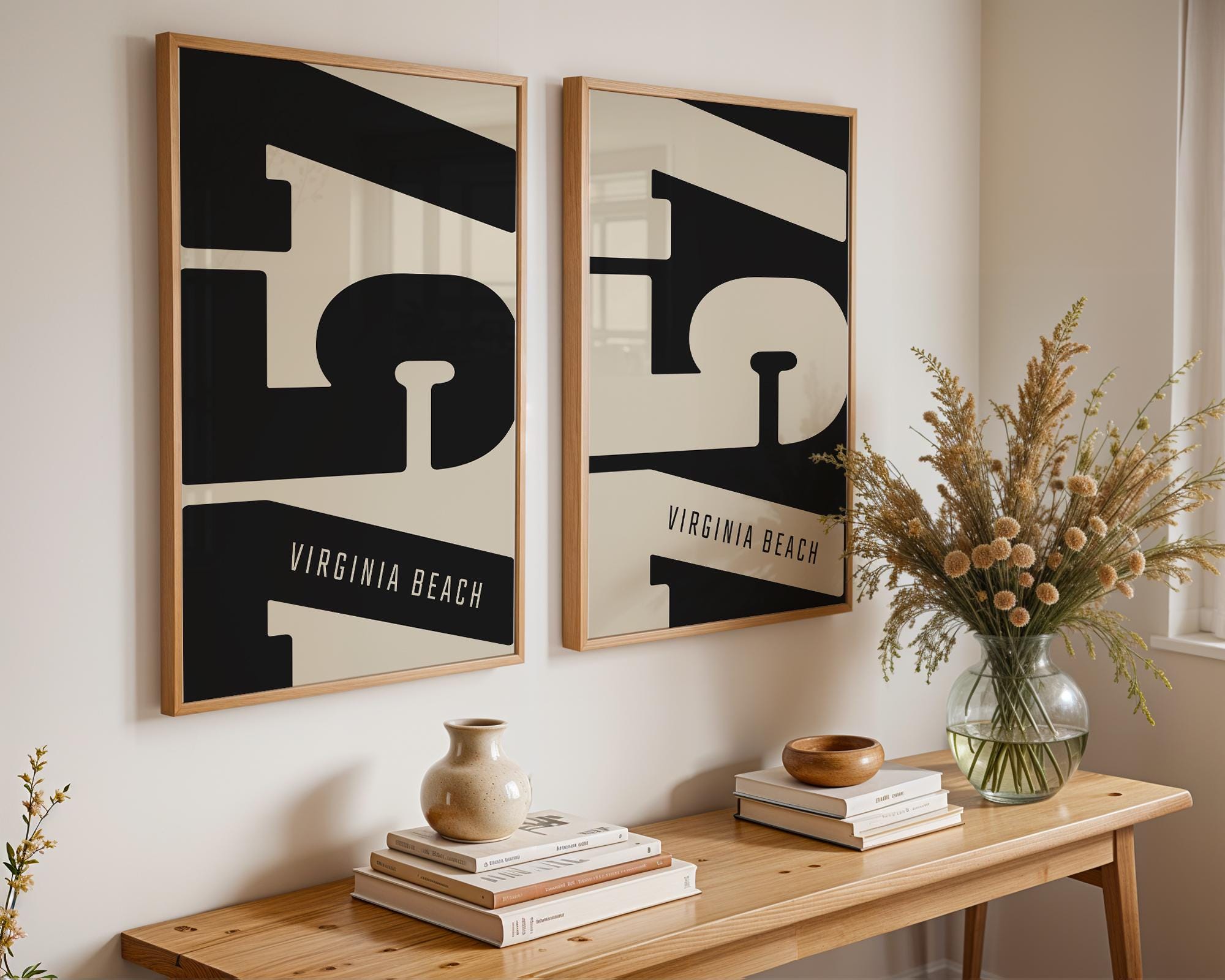 Virginia Beach 757 Area Code Poster Set, Minimalist Wall Art - Etsy