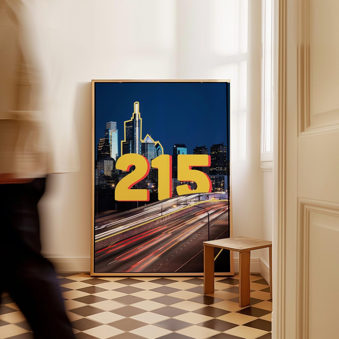 215 Banner Code Philadelphia 215 Area Code Poster Photo Print - Bold Retro Typography ...