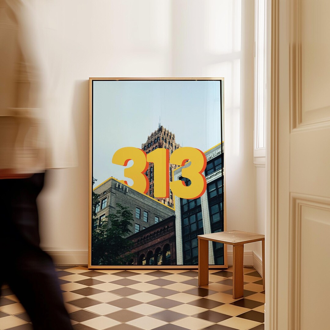 Detroit 313 Area Code Poster Photo Print - Bold Retro Typography - Etsy