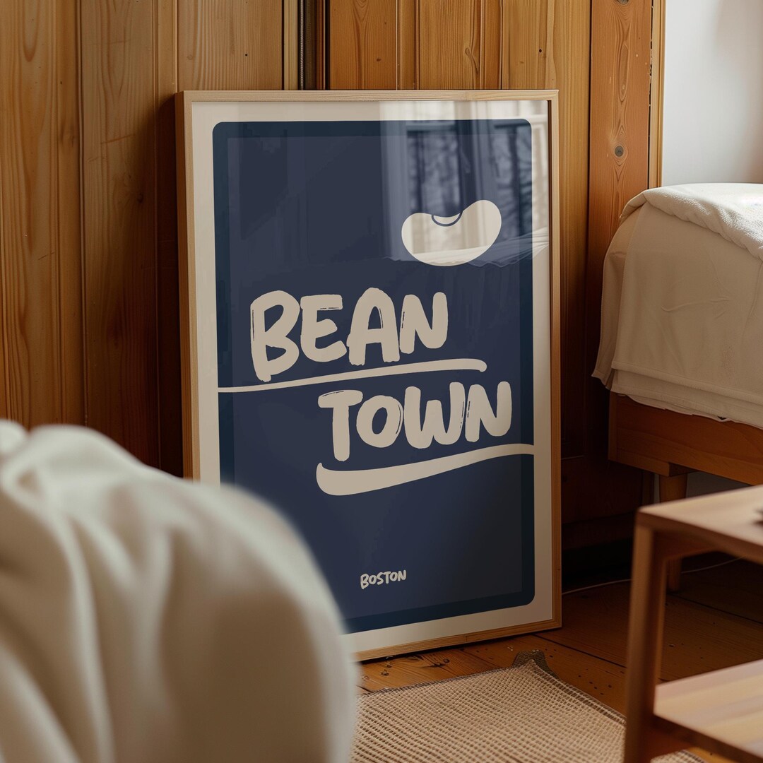 Bean Town Boston Massachusetts Poster Print - Custom Wall Art - Etsy