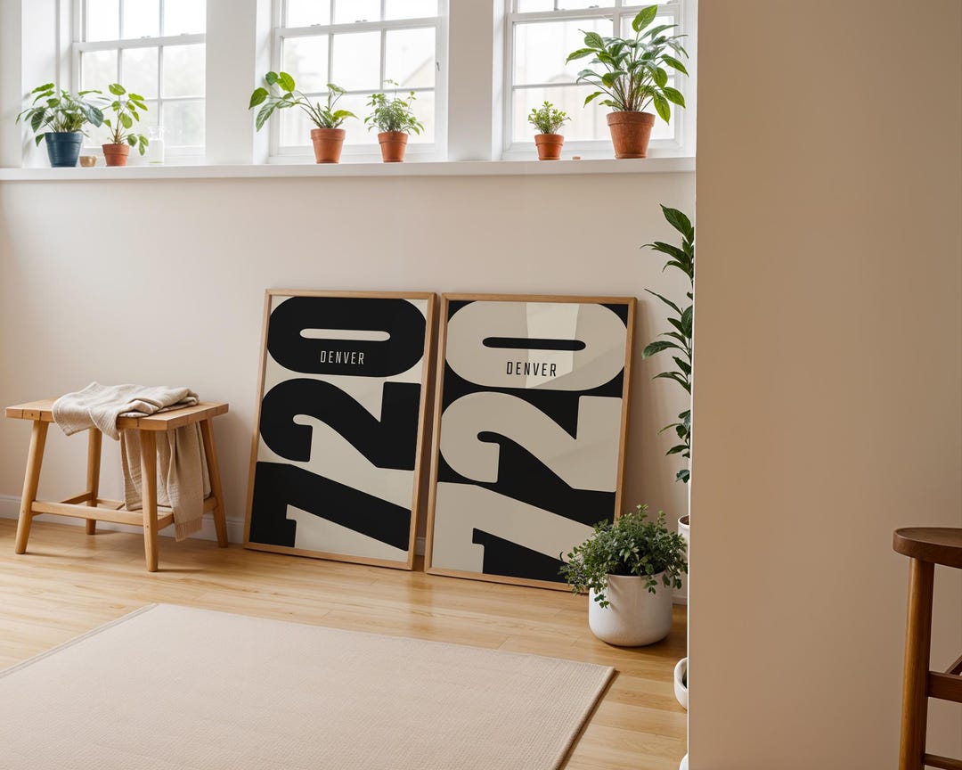 Denver 720 Colorado Area Code Print Set, Minimalist Typography Poster ...