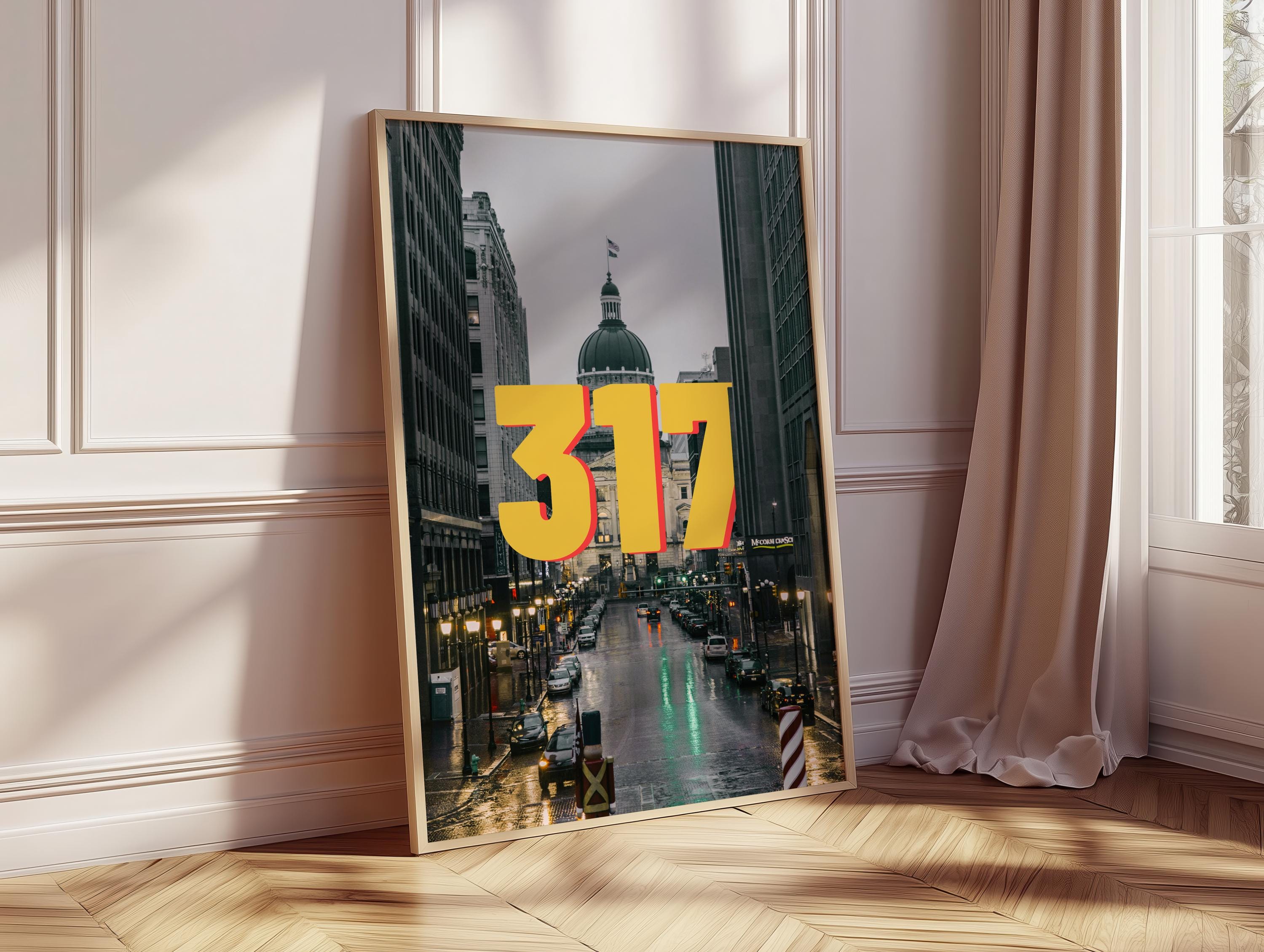 Indianapolis 317 Area Code Poster Photography Print - Bold Retro ...