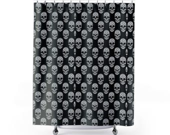 Diamond Mosaic Skull Shower Curtain | Gothic Bathroom Decor