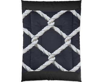 Nautical Pearl Lattice Comforter | Sailor Knot Bedding, Coastal Bedroom Decor