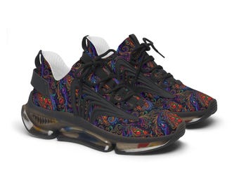 Colorful Paisley Pattern Women's Mesh Sneakers | Floral Swirl Athletic Shoes