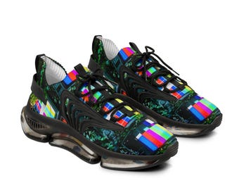 Color TV Test Pattern Sneakers, Mesh Sneakers | Retro Vaporwave Runner