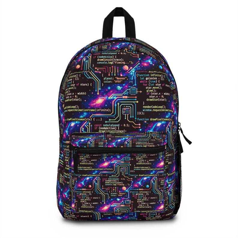 Galaxy Code Circuit Backpack | Programming Pattern, Space Tech Print image 1