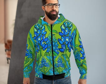 Bluebonnet Floral Zip Hoodie | All-Over Print Hoodie