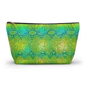Green Teal Snake Skin Accessory Pouch