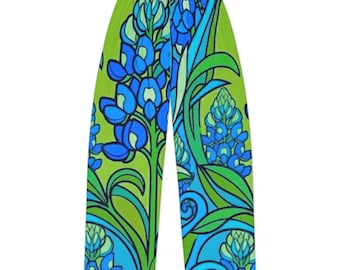 Bluebonnet Floral Pajama Pants | Blue Green Botanical Lounge Pants