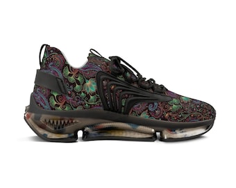 Zapatillas deportivas de malla para hombre con estampado floral Paisley / Zapatillas deportivas con estampado de remolinos coloridos