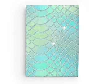 Mermaid Scale Pattern Journal | Aqua Teal Iridescent Notebook