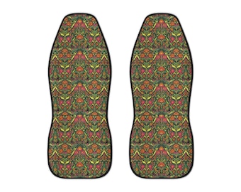 Fundas de asiento de coche con estampado floral estilo modernista / Accesorios vintage botánicos para el interior del automóvil