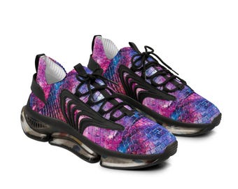 Galaxy Mosaic Mesh Sneakers | Men's Athletic Shoes | Purple Blue Athletic Footwear