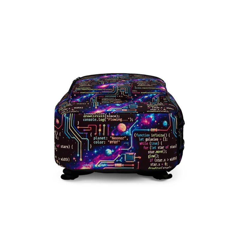 Galaxy Code Circuit Backpack | Programming Pattern, Space Tech Print image 4