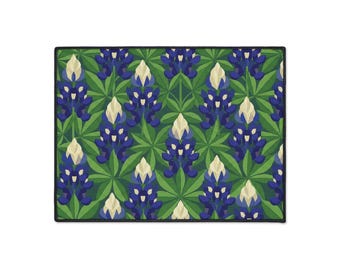 Bluebonnet Floral Heavy Duty Floor Mat | Texas Wildflower Pattern