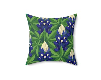 Bluebonnet Floral Pillow | Texas Indigo Flower Print