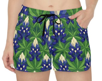Bluebonnet Floral Pattern Shorts | All-Over Print Shorts