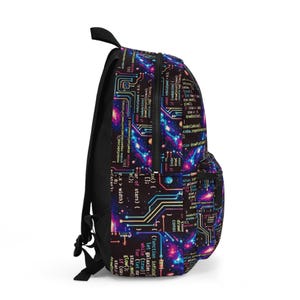 Galaxy Code Circuit Backpack | Programming Pattern, Space Tech Print image 2