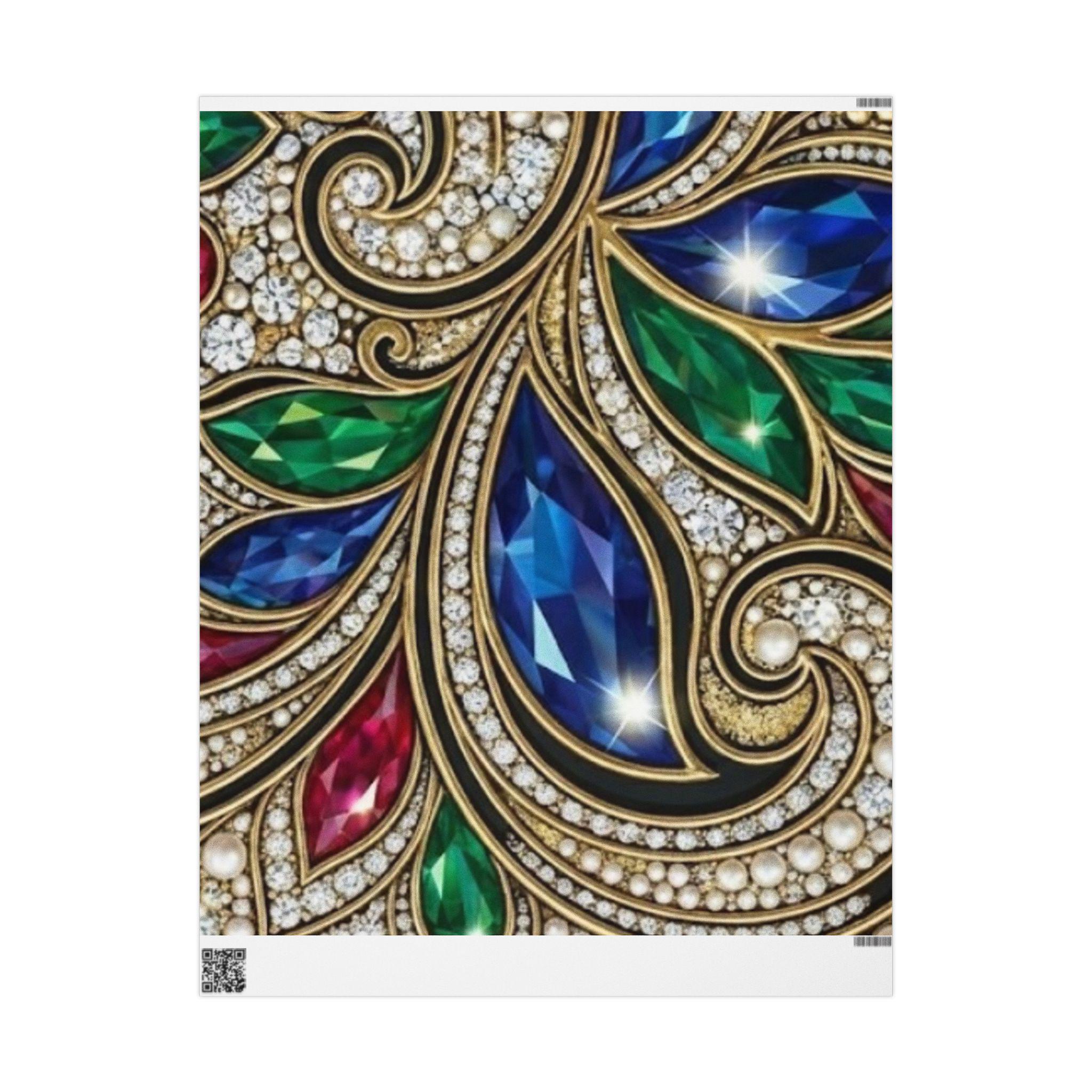Jeweled Paisley Pattern Wrapping Paper | Gemstone Ornament Print - Etsy